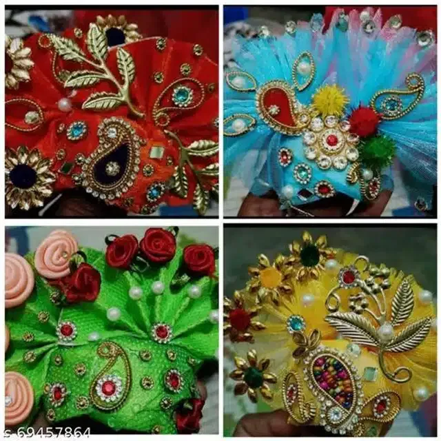 Laddu Gopal Pagadi (Multicolor, Pack of 4)