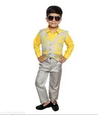 3 Pcs Suit for Boys (Yellow & Silver, 1-2 Years)