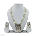 Stylish Alloy & Kundan Beads Necklace Set for Women, White