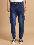 Denim Regular Fit Joggers for Men (Blue, 30)