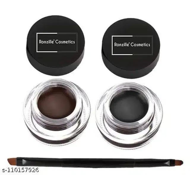 Ronzille Gel Eye Liner (Black & Brown, Pack of 2)