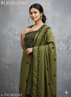 Vichitra Silk Embroidered Punjabi/All Over Suits for Women 