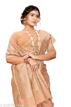 Linen Zari Woven Saree for Women 