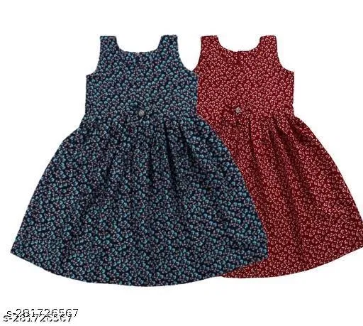 Frock for Girls (Blue, 6-7 Years)