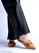 Solid Synthetic Mules for Women 