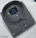 Cotton Blend Printed Shirt for Men, Grey 