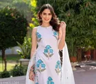 Floral Print Cotton Blend Kurti with Pant & Dupatta Set for Women 