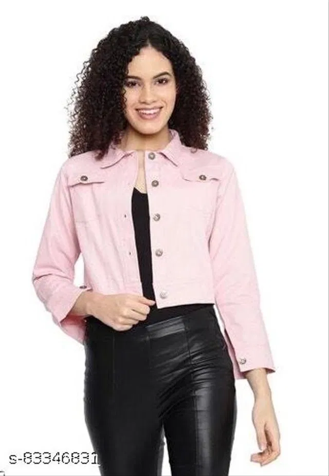 Denim Jacket for Women (Pink, M)