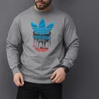 Fleece Printed Sweatshirt for Men, Grey (M)