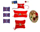 Combo of 3 Pcs Rakhi, 4.5 inch Plate, Greeting Card, Roli Chawal & 3 Pcs Chocolate 