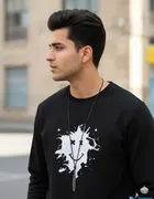 Fleece Printed Sweatshirt for Men, Black 