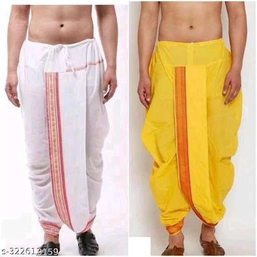 Pack of 2 Dhotis for Men (Multicolor, Free Size)