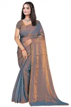 Satin Solid Saree for Women, Grey 