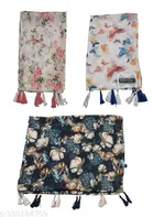 Poly Chiffon Printed Scarves for Women, Grey, Pack of 3