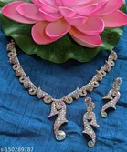 Rose Gold Plated Rainbow Diamond Necklace Set for Women 