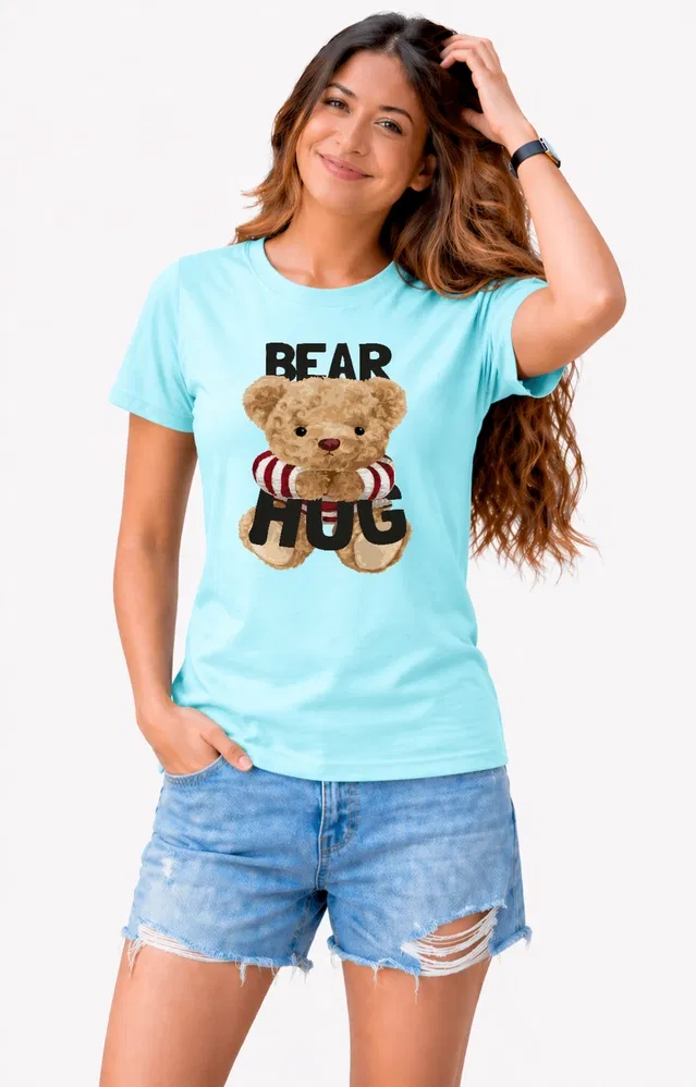 Everyday Tshirts for Women (Aqua Blue, M)
