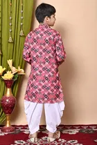 Cotton Blend Printed Kurta with Dhoti for Boys, Multicolor 