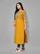 Solid Cotton Blend A-line Kurti for Women 