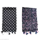 Poly Chiffon Printed Scarves for Women, Black, Pack of 2