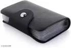 Black PU Card Holder Wallet for Men & Women, Black