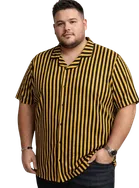 Cotton Blend Striper Shirt for Men, Yellow 