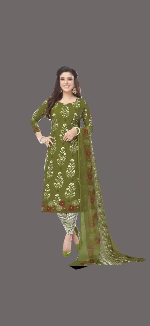 Unstitched Dress Material for Women & Girls (Green)