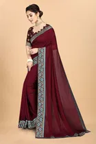 Vichitra Embroidery Saree for Women 