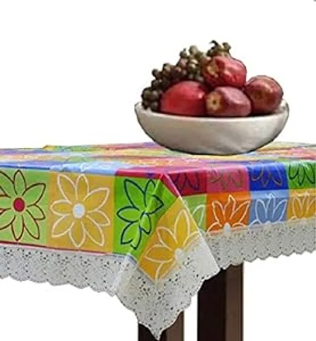 PVC Printed 4 Seaters Table Cover (Multicolor, 40x60 inches)