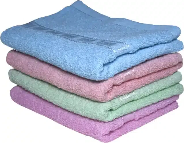 Cotton Super Absorbent Antibacterial Face & Hand Towels (Pack of 4) (Multicolor, 14x21 inches)