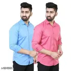 Cotton Blend Solid Shirt for Men, Multicolor, Pack of 2 