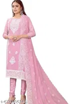 Chanderi Cotton Embroidered Punjabi/All Over Suits for Women 