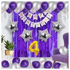 4th Happy Birthday Balloon Decoration Kit, Purple, Set of 1