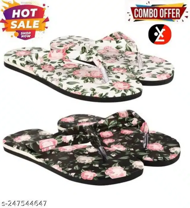 LifeO Slippers for Women (Multicolor, 7) (Set of 2)