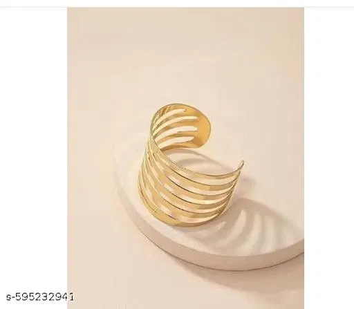 Gold-Plated Anti Tarnish Bangle-Style, Cuff Bracelet For Women And Girls