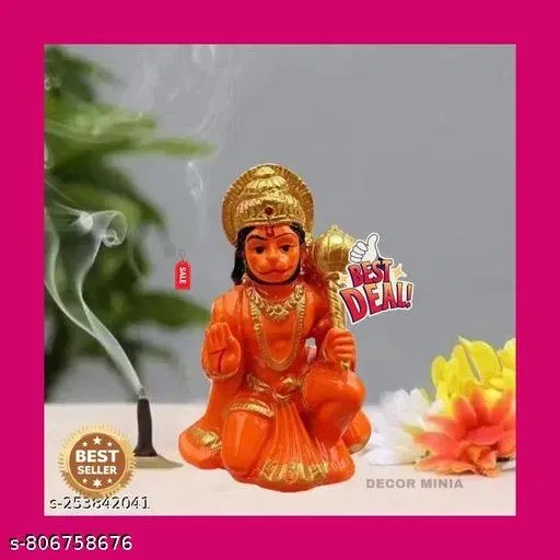 Marble Dust Hanuman Ji Murti Showpiece (Multicolor)