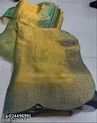 Georgette Printed Saree For Women, Yellow