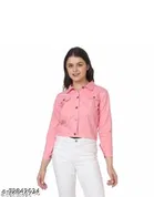 Denim Jacket for Women (Pink, XL)