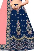 Satin Embroidered Lehenga with Choli & Dupatta for Girls 