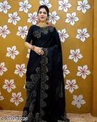 Zamato Solid Saree For Women, Black