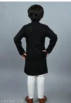 Sequin-Embellished Cotton Kurta Set for Boys 