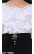 White Cotton Three-Quarter Sleeve Round Neck Top & Cotton Pant Set Clothing Set for Girls 