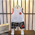 Hosiery Cotton Printed Clothing Set for Kids, White 