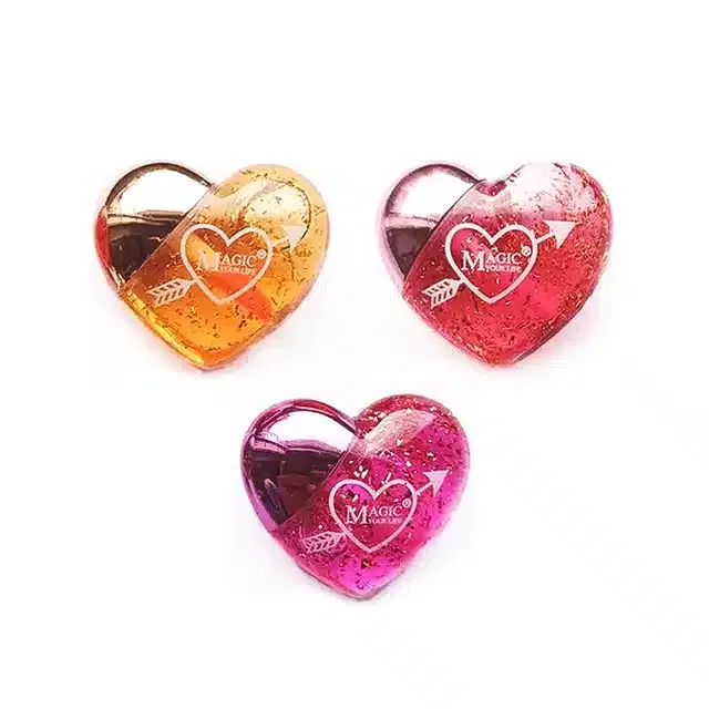 Heart Shaped Liquid Lip Gloss for Women (Multicolor, Pack of 3)