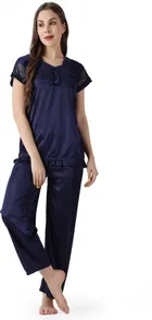 Satin Solid Night Suit for Women 