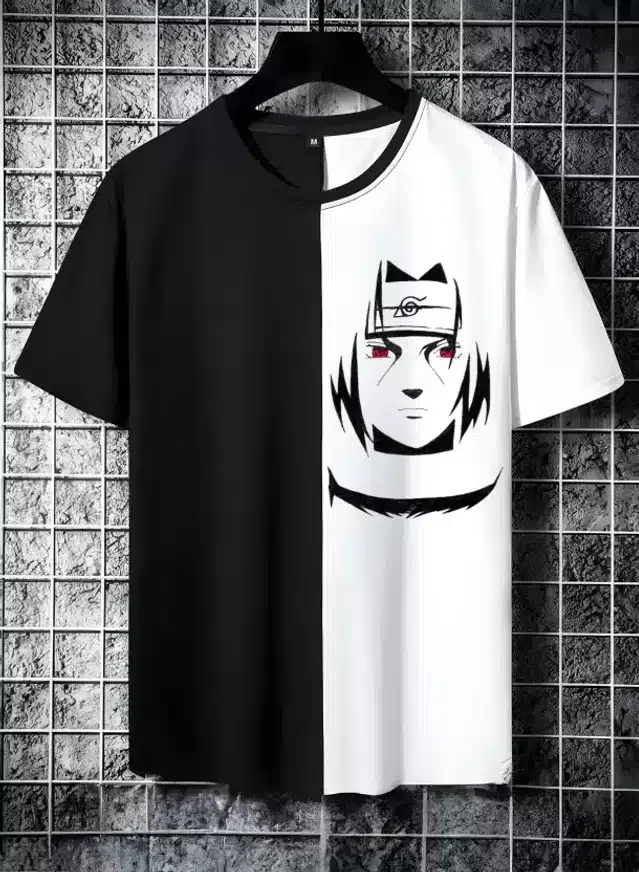 Half Sleeves T-Shirt for Men (Black & White, XL)