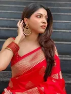 Silk Woven Design Saree for Women, Red 