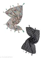 Poly Chiffon Scarves for Women, Multicolor, Pack of 2
