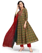 Cotton Cambric Embroidered Kurta Set with Dupatta 