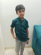 Cotton Blend Solid Short Kurta for Kids, Multicolor, Pack of 3 