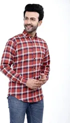 Cotton Blend Chequered Shirt for Men 